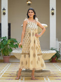 Mimosa Beige Gold Kota Doriya Dress