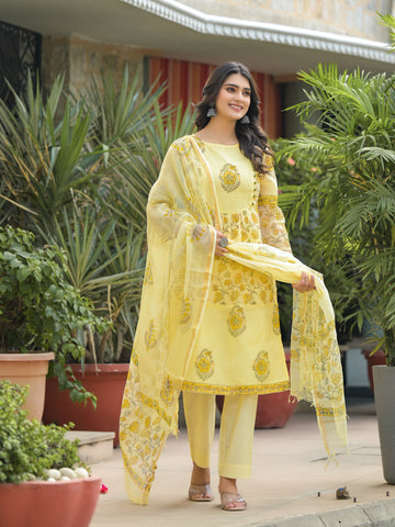 Daffodil Pale Yellow Straight Suit Set