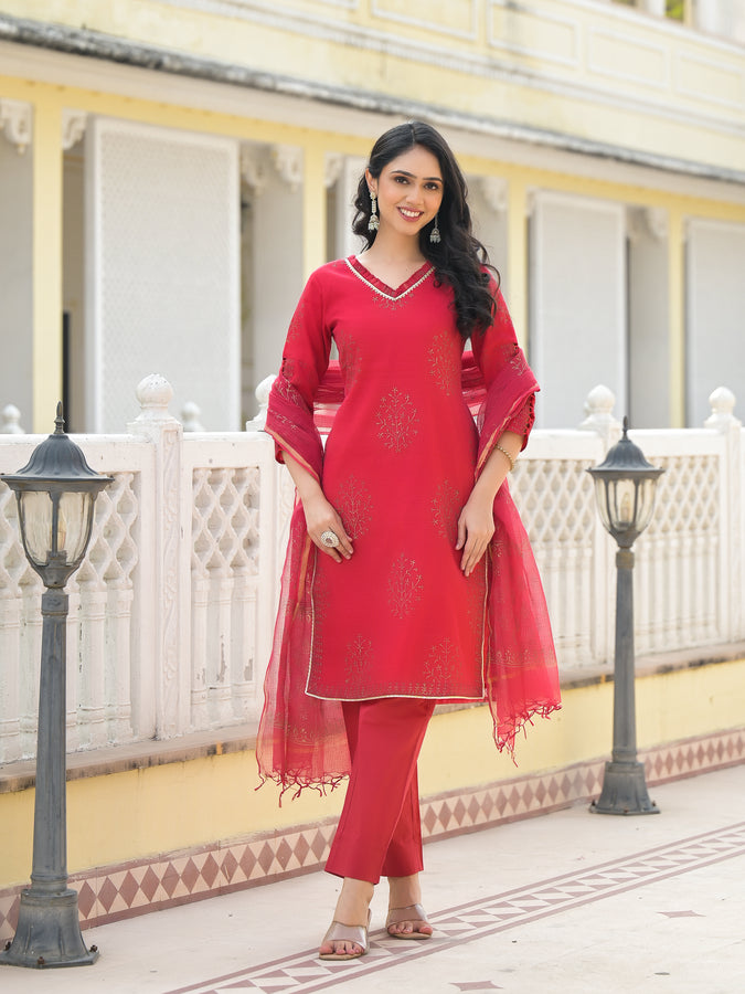 POPPY SCARLET RED SUIT SET