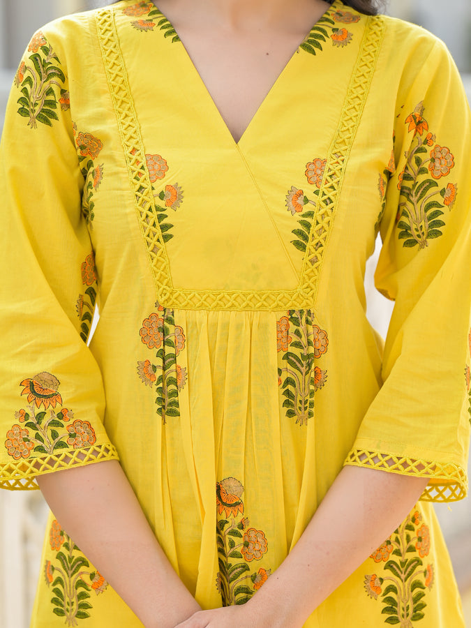 Sunflower Yellow Gold Block Print Co-ord Set