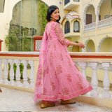 Romantic Pink Double Layer Angrakha Anarkali