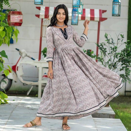Oyster Grey  Indowestern Dress
