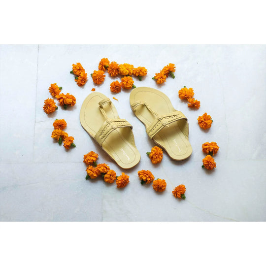 Yellow Handcrafted Leather Kolhapuris