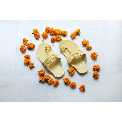 Yellow Handcrafted Leather Kolhapuris