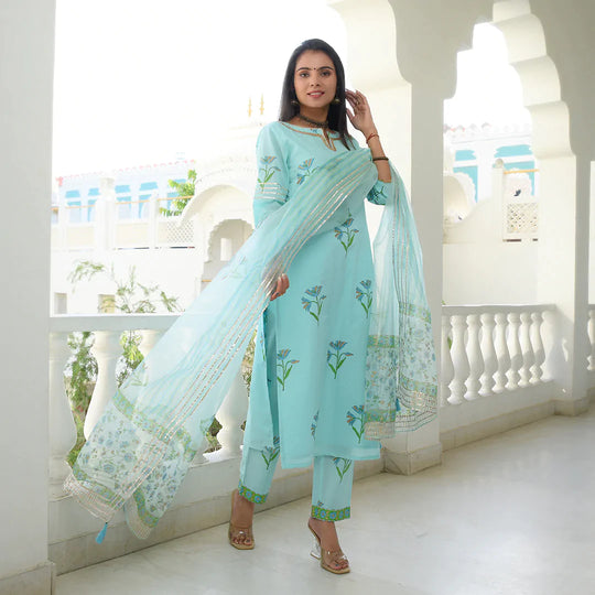 Mint Blue Pastel Flora suite set