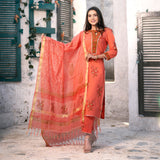 CORAL RED MARIGOLD COTTON SUIT