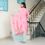 Hot Pink Hand Painted Straight Suit Set