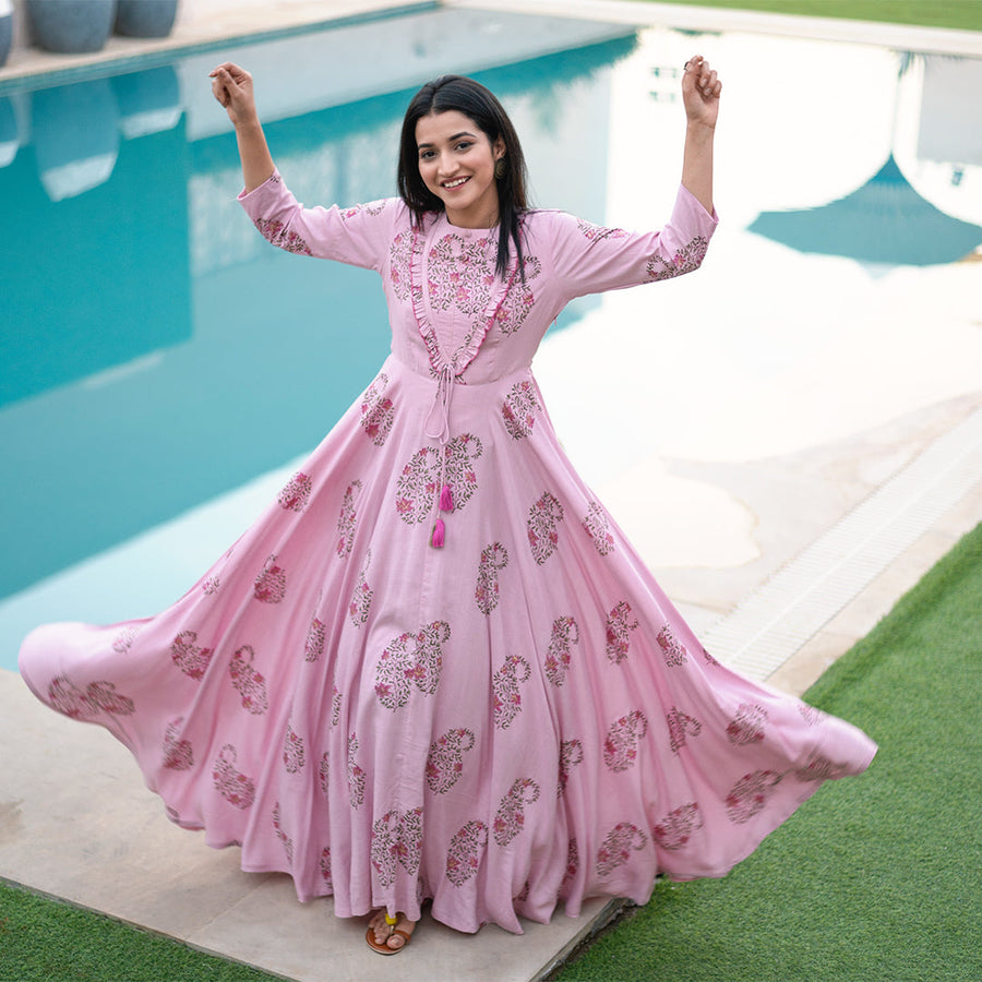 onion pink dress pink purple color dress Plum Purple and Onion pink Color Gradient Gown. www.liandli.in