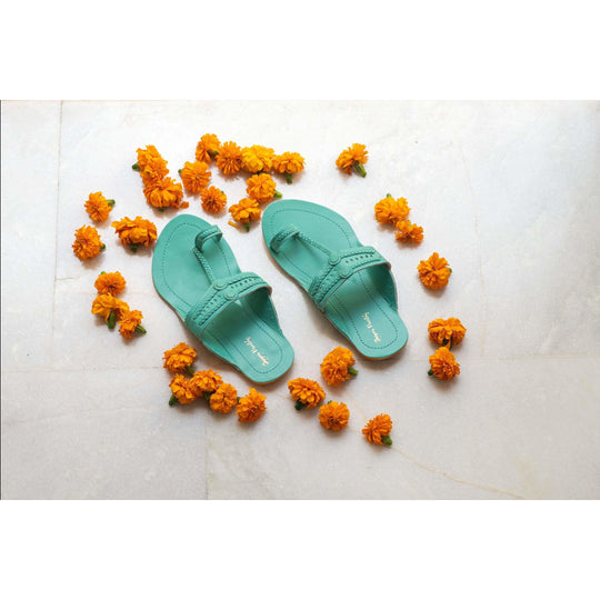 Turquoise Handcrafted Leather Kolhapuris