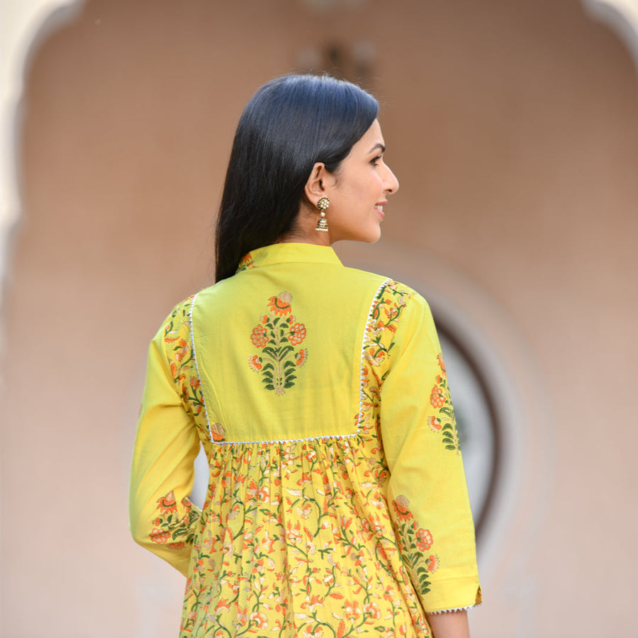Mughal Print A Line Tassel Dress
