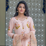 Peach Asymmetrical Kurta Palazzo Set