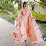 DUSTY ROSE WEDDING HANDPAINTED ANARKALI SUIT