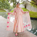 DUSTY ROSE WEDDING HANDPAINTED ANARKALI SUIT