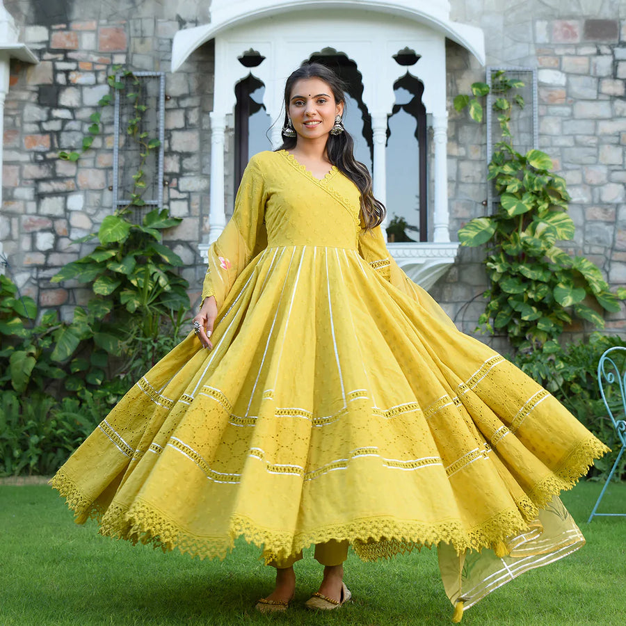 Lime yellow top color dress