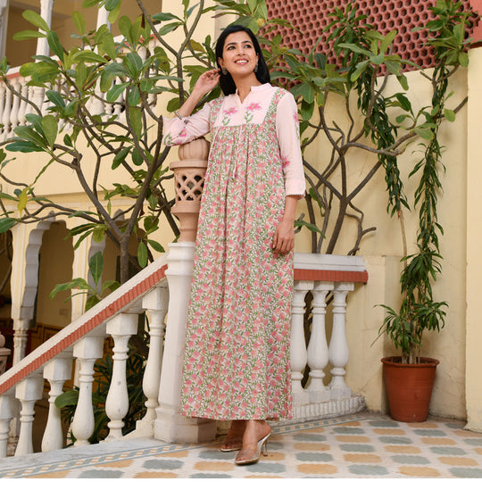 Powder Pink A Line Tassel Dress