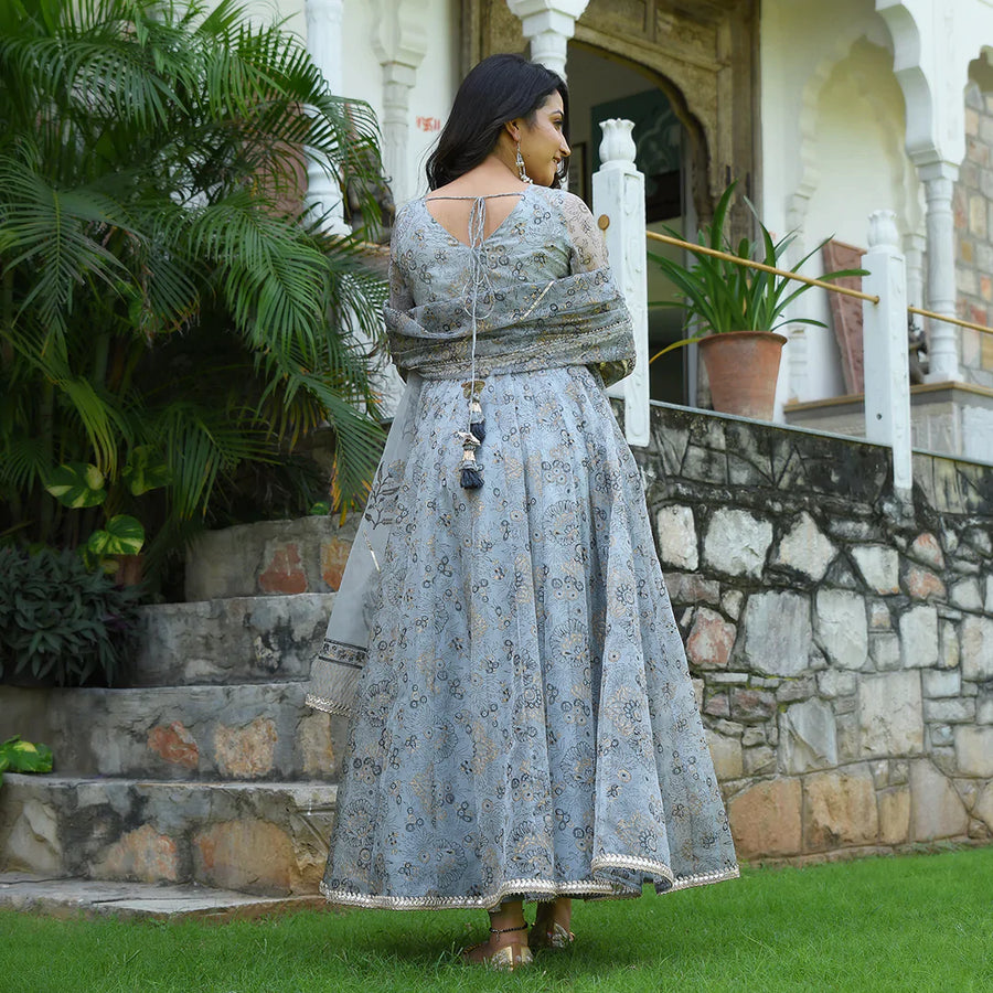 Grey sales color anarkali