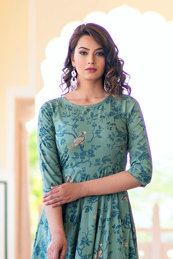 Green Bird Print Dress Green Bird Print Dress