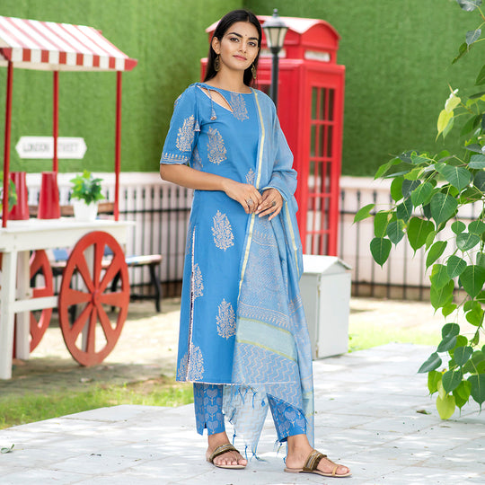 Golden Geometric Heritage Royal Blue Suit