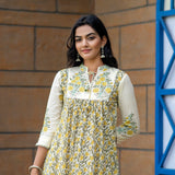 Pastel Yellow Mughal Butta Dress