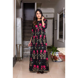Block Printed Mughal Butta Maxi Dress In Black