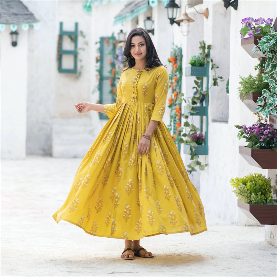 Tuscan Yellow Printed Dress