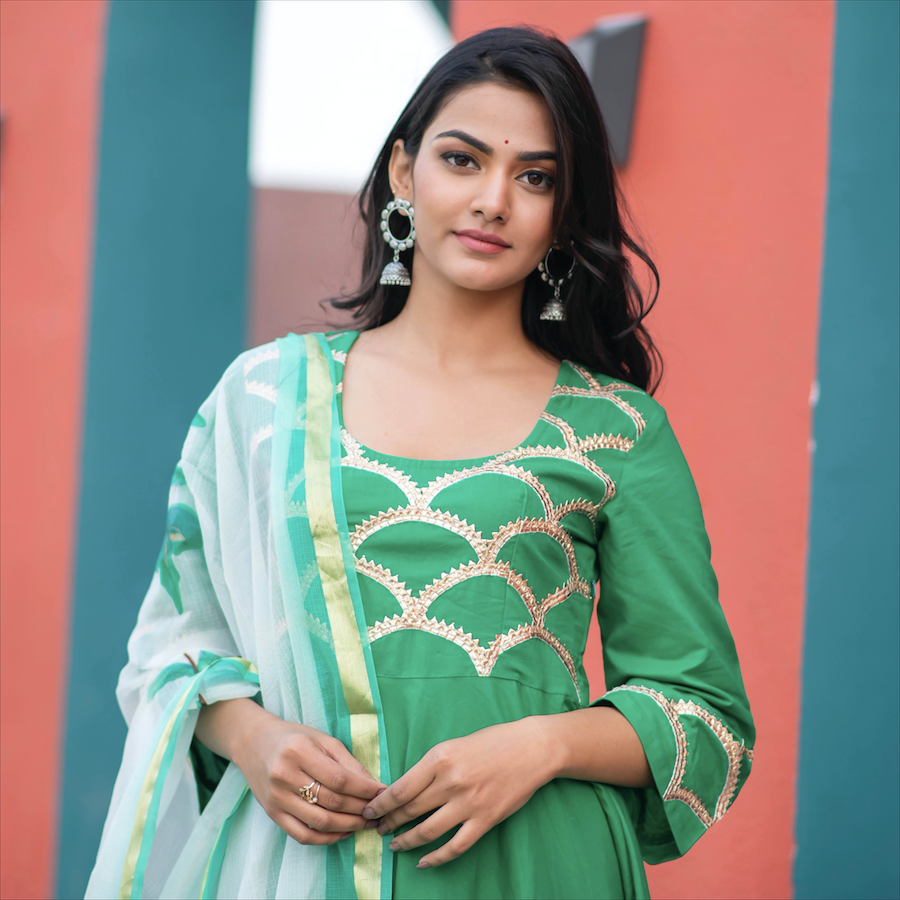Emerald Green Embroidered Suit Set